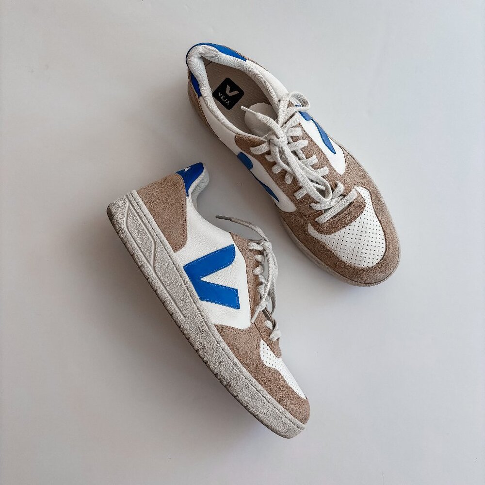 VEJA V-10 Men's Sneakers - Leather White Paros Sahara (EUC)